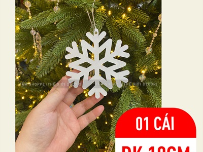 Bông tuyết trắng bằng gỗ trang trí [ĐK10/20/30cm - Có lỗ xỏ dây] BONGTUYET-02