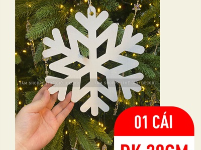 Bông tuyết trắng bằng gỗ trang trí [ĐK10/20/30cm - Có lỗ xỏ dây] BONGTUYET-02