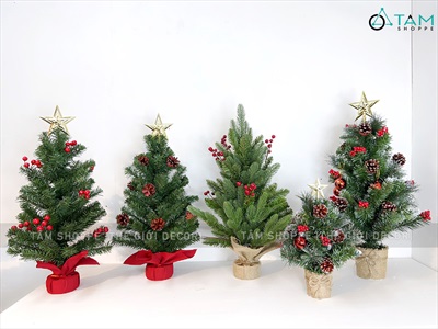 Cây thông Noel nhỏ để bàn lá xanh [Nhiều kiểu - Cao 38-60cm] X-TREE-04