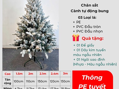 Cây thông Noel lá PE phủ tuyết 3 loại lá [Cao 1m5-3m] X-TREE-46