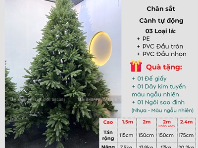 Cây thông Noel lá PE xanh 3 loại lá [Cao 1m5-3m] X-TREE-45