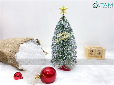 Cây thông Noel lá cước để bàn đế nhựa đỏ [2 kiểu - Cao 30cm] X-TREE-47