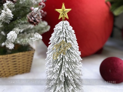 Cây thông Noel lá cước để bàn đế nhựa đỏ [2 kiểu - Cao 30cm] X-TREE-47