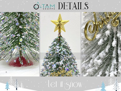 Cây thông Noel lá cước để bàn đế nhựa đỏ [2 kiểu - Cao 30cm] X-TREE-47