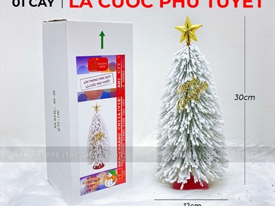 Cây thông Noel lá cước để bàn đế nhựa đỏ [2 kiểu - Cao 30cm] X-TREE-47