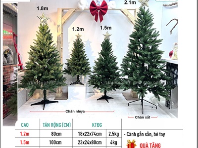 Cây thông Noel lá PVC đầu nhọn dày lá [Cao 1m2-2m4] X-TREE-LP-OR