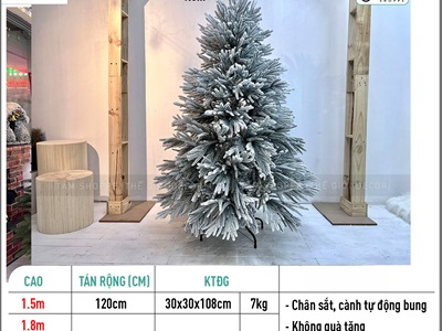 Cây thông Noel lá rũ phủ tuyết lá PE + PVC [Cao 1m5-2m4] X-TREE-LP-WL-HS