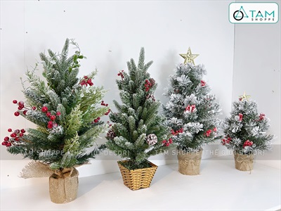 Cây thông Noel nhỏ để bàn phủ tuyết [Nhiều kiểu - Cao 45-60cm] X-TREE-03