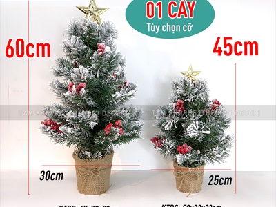 Cây thông Noel nhỏ để bàn phủ tuyết [Nhiều kiểu - Cao 45-60cm] X-TREE-03