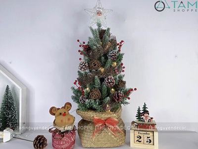 Cây thông Noel nhỏ để bàn phủ tuyết [Nhiều kiểu - Cao 45-60cm] X-TREE-03