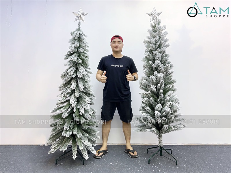 Cây thông Noel thân ốm phủ tuyết [Cao 1m8 - 2 cách bẻ cành] X-TREE-44