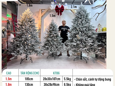 Cây thông Noel 100% lá PE phủ tuyết [Cao 1m5-3m] X-TREE-LP-NR-HS