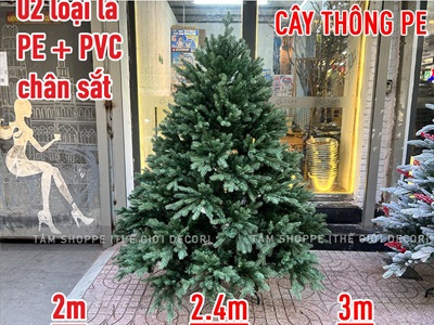 Cây thông Noel xanh lá PE 2 loại lá như thật [Cao từ 1m5-3m6] X-TREE-19