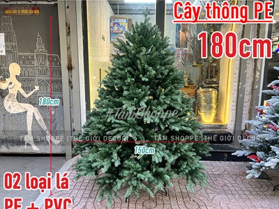 Cây thông Noel xanh lá PE 2 loại lá như thật [Cao từ 1m5-3m6] X-TREE-19