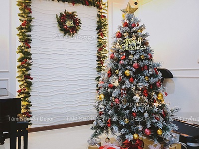 Dây lá thông bản lớn xanh trơn đầu tròn dài 270cm [Nhiều lá - Rộng 25cm] DAYLA-03