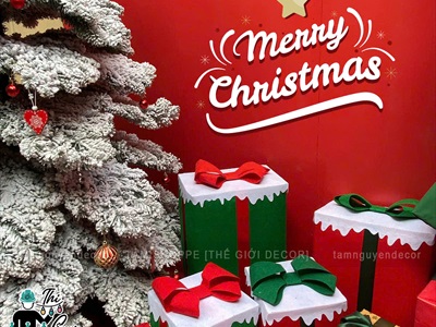 Hộp quà trang trí Noel vải nỉ tuyết tan chảy [Làm sẵn - Nhiều cỡ/màu] HOPQUA-02