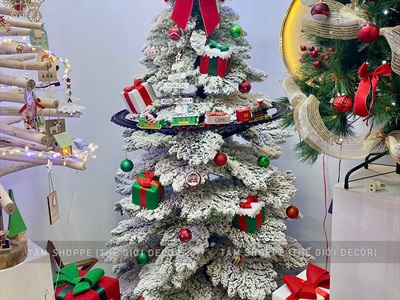 Hộp quà trang trí Noel vải nỉ tuyết tan chảy [Làm sẵn - Nhiều cỡ/màu] HOPQUA-02