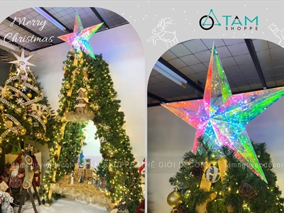 Ngôi sao đèn Led ánh sáng cầu vồng huyền ảo [Nhựa Supo - Phát sáng rực rỡ] ĐK60cm LDEN-NHUA-03