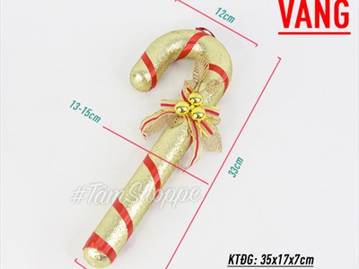 Mô hình kẹo gậy Giáng sinh cỡ lớn kim tuyến dài 33cm X-PKTCT-78