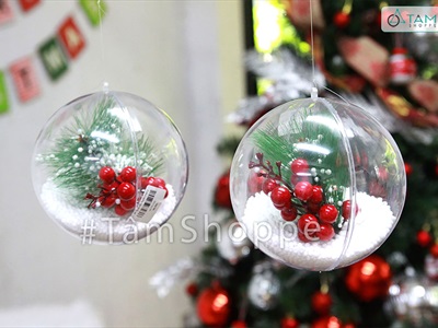 Quả cầu nhựa trong suốt hai mảnh ghép làm trái châu Noel [ĐK6-20cm - Tự ráp] TRAICHAU-40