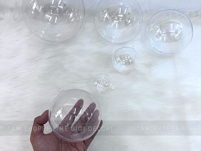 Quả cầu nhựa trong suốt hai mảnh ghép làm trái châu Noel [ĐK6-20cm - Tự ráp] TRAICHAU-40