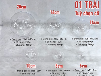 Quả cầu nhựa trong suốt hai mảnh ghép làm trái châu Noel [ĐK6-20cm - Tự ráp] TRAICHAU-40