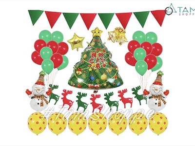 Set bóng Noel cây thông xanh đàn tuần lộc SNE-GSTS005
