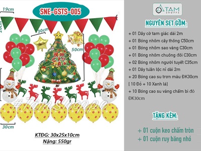 Set trang trí Noel cây thông xanh đàn tuần lộc SNE-GSTS005
