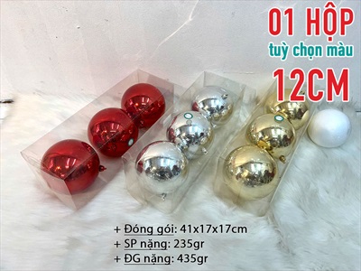 Trái châu Noel bóng đủ màu, đủ cỡ [Từ 4-16cm - Hàng chuẩn] TRAICHAU-33