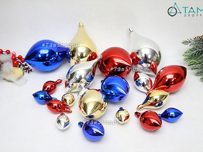 Trái châu Noel búp đèn đủ màu, đủ cỡ [Dài 3-8cm - Bóng đẹp] TRAICHAU-35