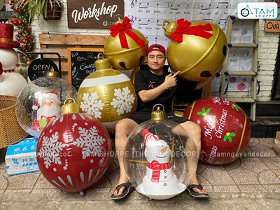 Trái châu Noel cỡ siêu to bơm hơi [ĐK45-60cm - Căng đẹp] TRAICHAU-41