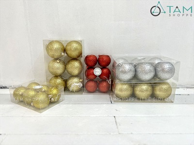 Trái châu Noel kim tuyến đủ màu, đủ cỡ [ĐK 6-16cm - lấp lánh] TRAICHAU-36