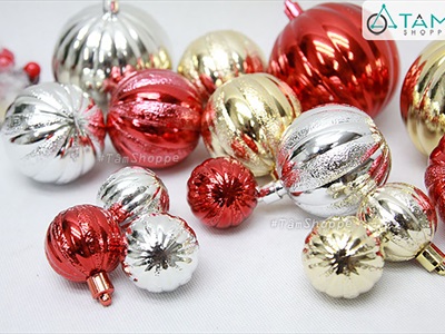 Trái châu Noel múi dọc đủ màu, đủ cỡ [ĐK 4-10cm - bắt sáng] TRAICHAU-37