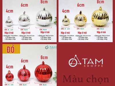 Trái châu Noel múi dọc đủ màu, đủ cỡ [ĐK 4-10cm - bắt sáng] TRAICHAU-37
