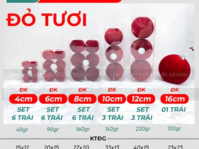 Trái châu Noel phun nhung đỏ nhiều cỡ [Từ 4-16cm - xịn mịn] TRAICHAU-32