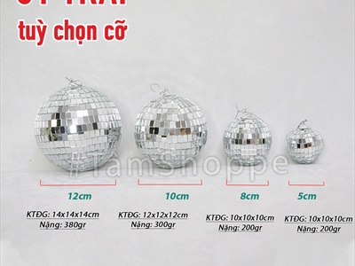 Trái châu Noel quả cầu gương phản sáng [4 cỡ - sang trọng] TRAICHAU-31