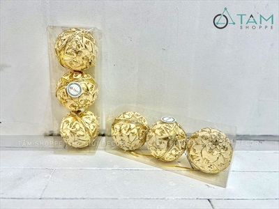 Trái châu Noel vân nổi 6 cạnh 2D [ĐK8/10cm - ánh kim] TRAICHAU-30