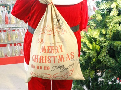 Túi đựng quà ông già Noel vải bố cỡ lớn 50x70cm TUIVAI-01