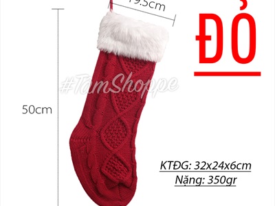 Vớ tất Noel bằng len trơn màu D50cm VOTAT-X-04