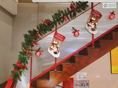 Vớ tất Noel vải nâu Vintage kiểu vỏ cây [45x26cm - 2 kiểu] VOTAT-X-07