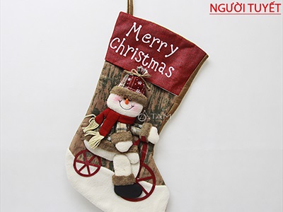 Vớ tất Noel vải nâu Vintage kiểu vỏ cây [45x26cm - 2 kiểu] VOTAT-X-07