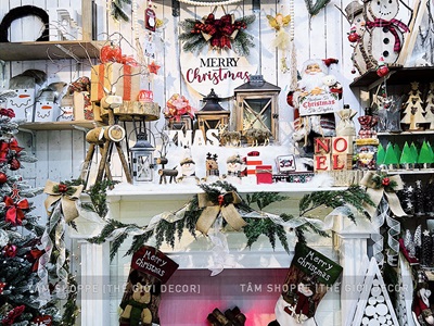 Vớ tất Noel vải nâu Vintage kiểu vỏ cây [45x26cm - 2 kiểu] VOTAT-X-07