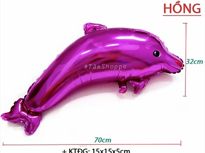Bong bóng kiếng cá heo xanh hồng 70cm BBK-CH-01
