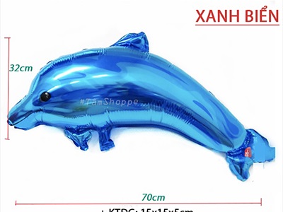 Bong bóng kiếng cá heo xanh hồng 70cm BBK-CH-01