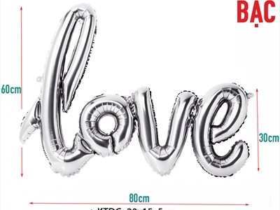 Bong bóng kiếng chữ Love viết thường dính liền cao 60cm BBK-LOVE-02