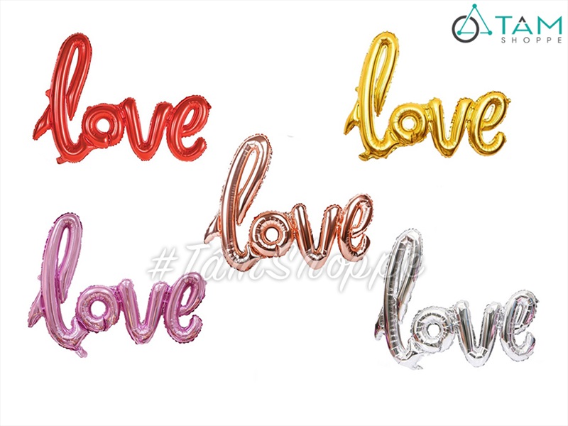 Bong bóng kiếng chữ Love viết thường dính liền cao 60cm BBK-LOVE-02
