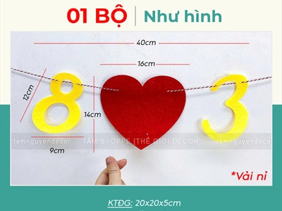 Dây banner chữ Happy Women's day 8 tháng 3 [Vải nỉ - Kèm dây] BANER-KHAC-01