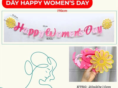 Dây banner chữ Happy Women's day 8 tháng 3 [Vải nỉ - Kèm dây] BANER-KHAC-01