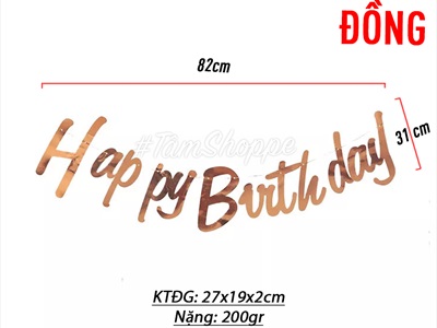 Dây banner chữ Happy birthday giấy chữ thường ép kim BANER-HPBD-01