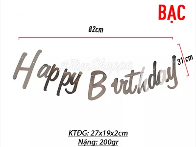 Dây banner chữ Happy birthday giấy chữ thường ép kim BANER-HPBD-01